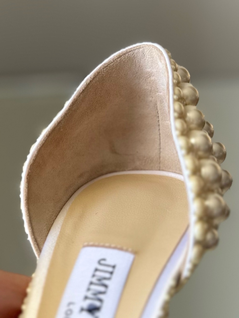New JIMMY CHOO Sabine 85 faux pearl-embellished satin pumps 36.5 $1,895 - Picture 14 of 16
